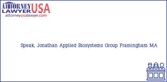 Telephone, Address and other contact data of Speak, Jonathan, Framingham, MA, USA