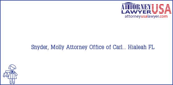 Telephone, Address and other contact data of Snyder, Molly, Hialeah, FL, USA