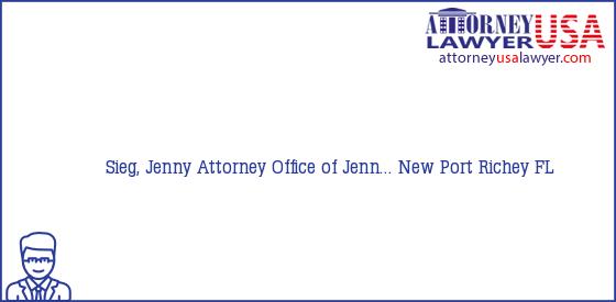 Telephone, Address and other contact data of Sieg, Jenny, New Port Richey, FL, USA