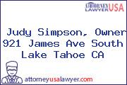 Judy Simpson, Owner 921 James Ave South Lake Tahoe CA