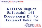 William August Salzwedel 141 Duesenberg Dr #5 Thousand Oaks CA