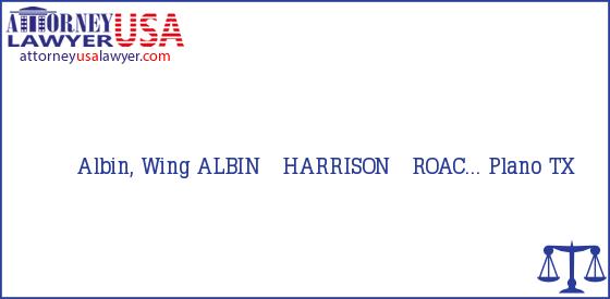Telephone, Address and other contact data of Albin, Wing, Plano, TX, USA
