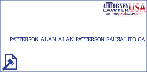 Telephone, Address and other contact data of PATTERSON ALAN, SAUSALITO, CA, USA