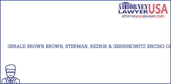 Telephone, Address and other contact data of GERALD BROWN, ENCINO, CA, USA