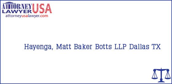 Telephone, Address and other contact data of Hayenga, Matt, Dallas, TX, USA